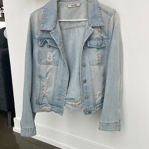 Light wash distressed jean jacket